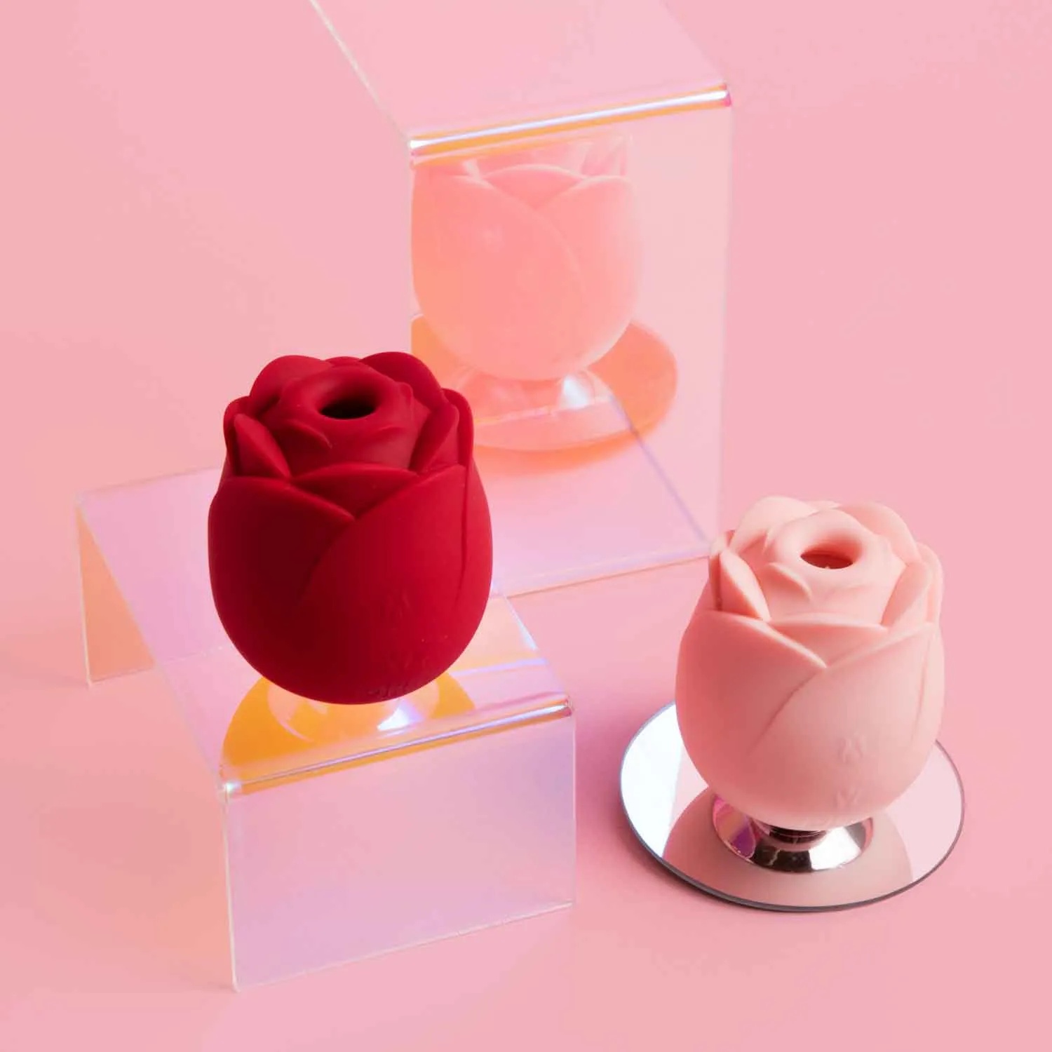 official rose toy clit sucker red and pink