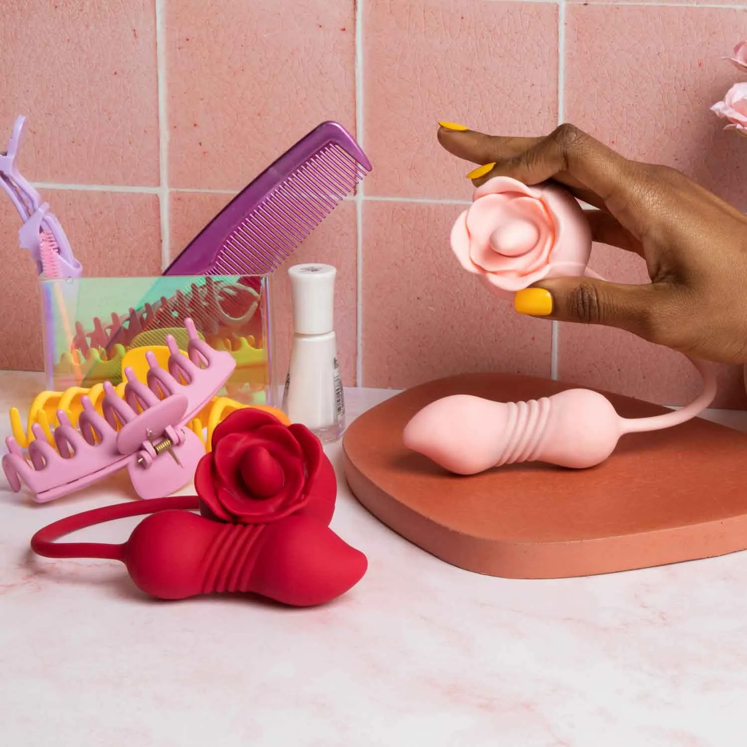 official 2 in 1 double sided rose clit licking toy